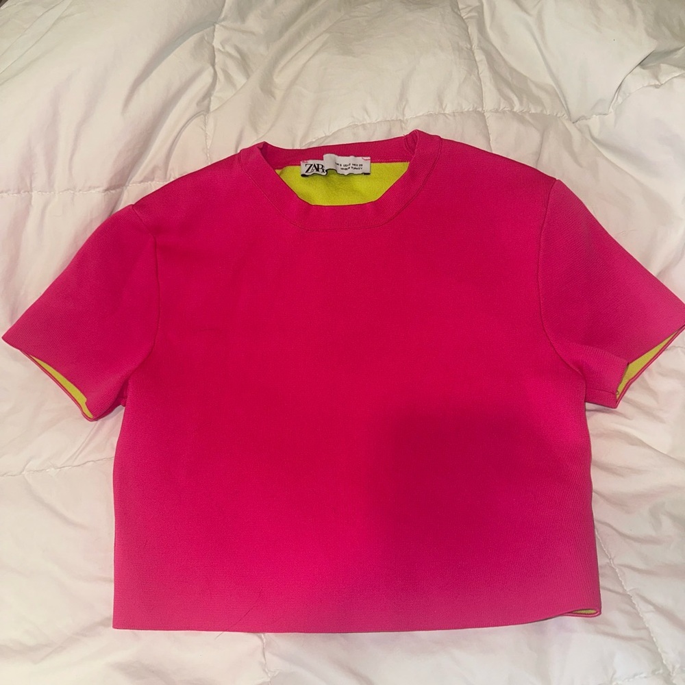 SALE- Zara Pink and Yellow Crop Top